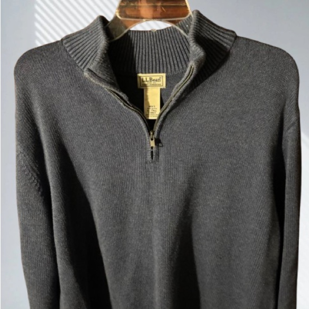 L.L. Bean Men's Blue /Grey 1/4 Zip Sweater